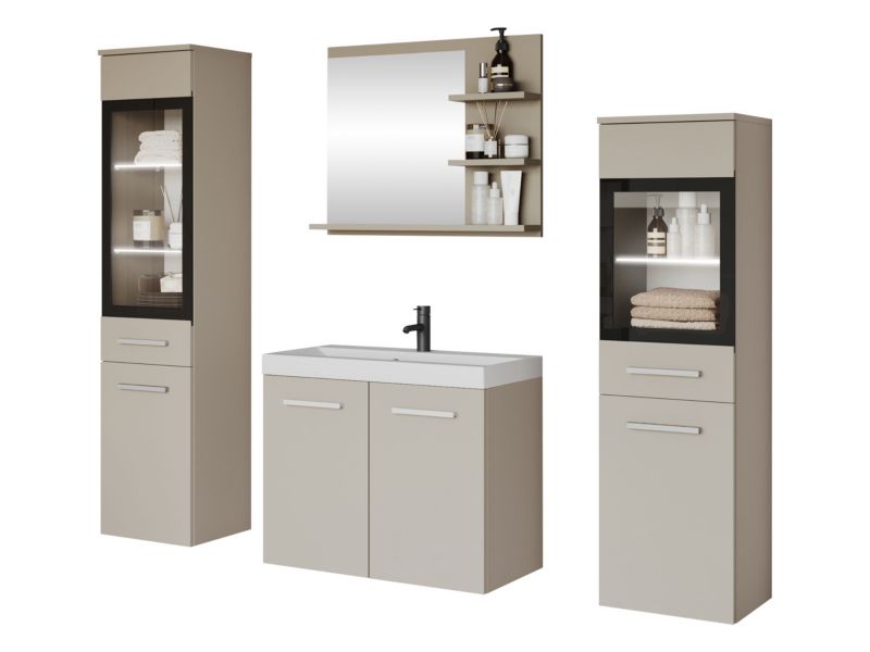 Meble łazienkowe MIRJAN 24 Madrit I z oświetleniem LED kaszmirowy beż 1 kpl.