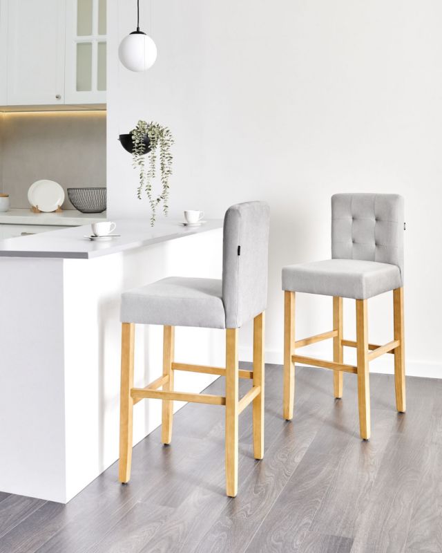 Zestaw 2 krzeseł barowych szary Madison 1 par.