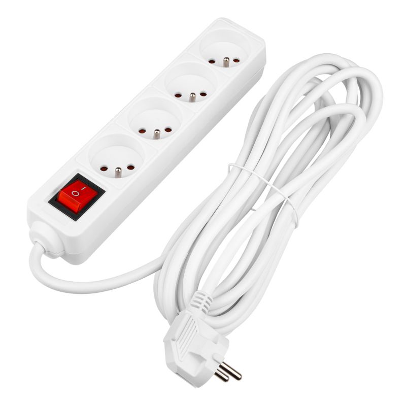 Przedłużacz listwa zasilająca MasterLED Silo 4 gniazda 5m włącznik uziemienie biały 1 szt.