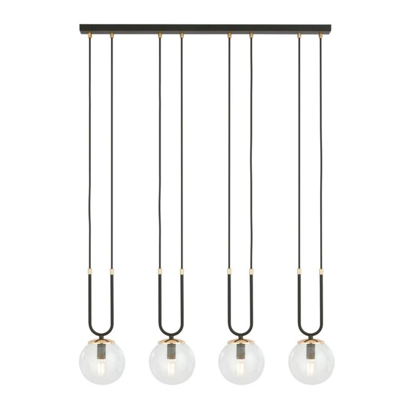 Lampa sufitowa Emibig Glam czarno-przezroczysty-złota wym: 115 x 92 x 15 cm 4xE14 x 10W szkło 1 szt.