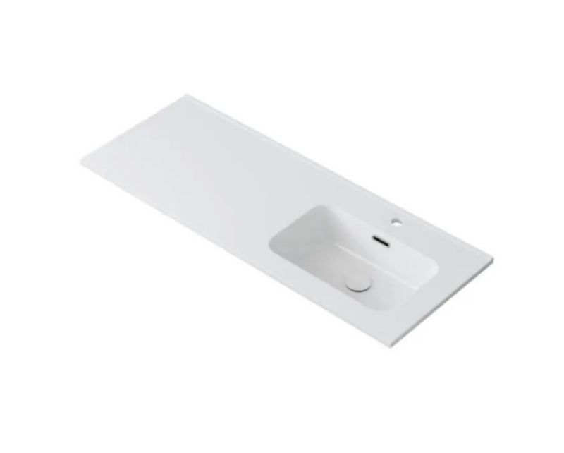 Umywalka wpuszczana prawa KROFAM ALTON 120 cm biała ceramiczna 1 szt.