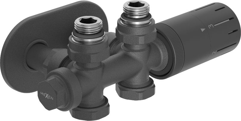 Zestaw termostatyczny kątowy/prosty Mexen G05 antracyt W908-958-905-66 1 szt.