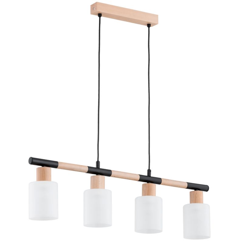 Lampa wisząca Alfa Della 3513 jasne drewno-czarna-biała nad stół 4xE27 x 15W 1 szt.