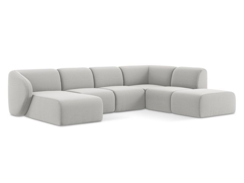 Sofa panoramiczna lewa LaMiaSofa CERVO z tkaniny welwetowej 325x236 cm srebrny 1 szt.