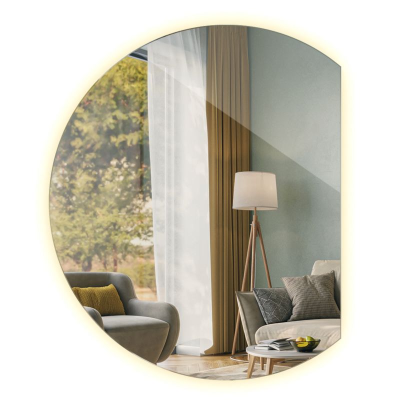 Lustro Okrągłe Ścięte LED Tulup 74x90 cm Ciepłe Do Salonu 1 szt.