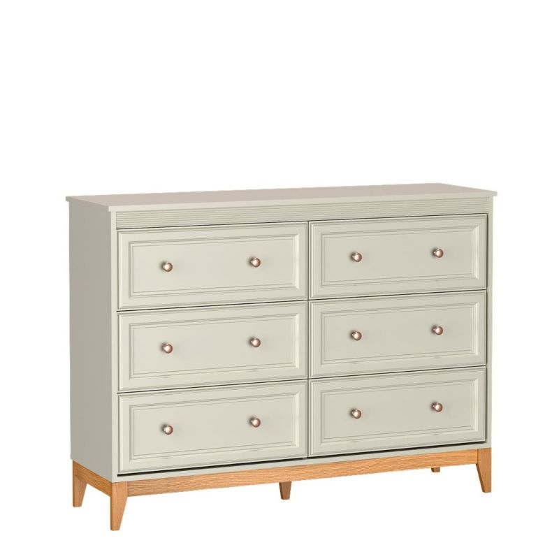 Komoda Bettso Windsor z szufladami w klasycznym stylu na dębowych nogach kaszmir 1szt.