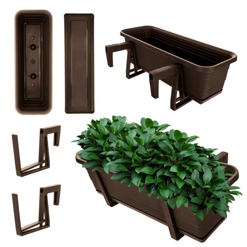 Doniczka Balkonowa KADAX Skrzynka Donica 50cm Uchwyty Podstawka Balkon Balustradę 1szt.