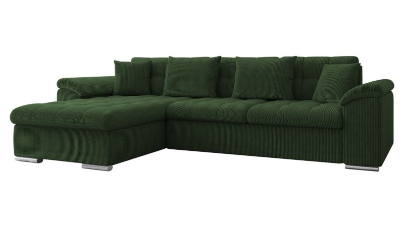 Narożnik z funkcją spania MIRJAN 24 Diana Sztruks lewy ciemnozielony 1 szt.