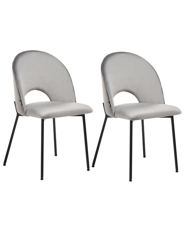 Zestaw 2 krzeseł do jadalni Covelo Welur Szary 1 par.