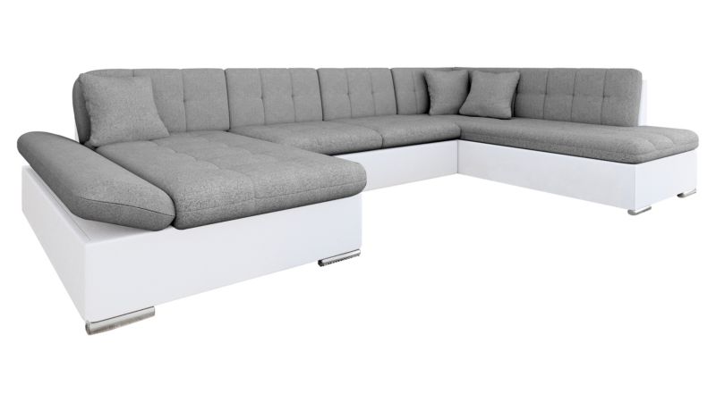 Narożnik z funkcją spania MIRJAN 24 Bergen lewy biała ekoskóra/szary 1 szt.