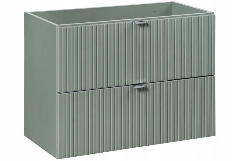Szafka pod umywalkę Furnidea 80 cm wisząca szałwia ryflowane fronty LINE REED GREEN 1 szt.