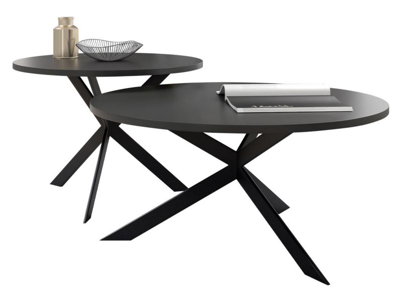 Zestaw 2 stolików kawowych MIRJAN 24 Libre czarny molet 2 szt.