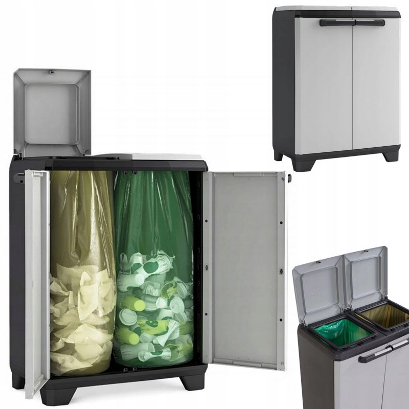 SzafkaKeter Kis Kosz na Śmieci Pojemnik do Segregacji Odpady 2 Komory 110L 1 szt