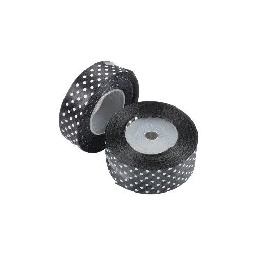 Wstążka satynowa Neopak Tasiemka Czarna W Kropki 25mm 22m 1 szt.