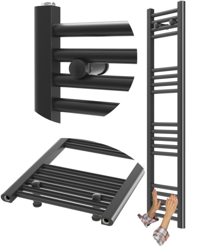 Grzejnik Łazienkowy Drabinkowy Granitan Breno 30x120cm Czarny 1szt.