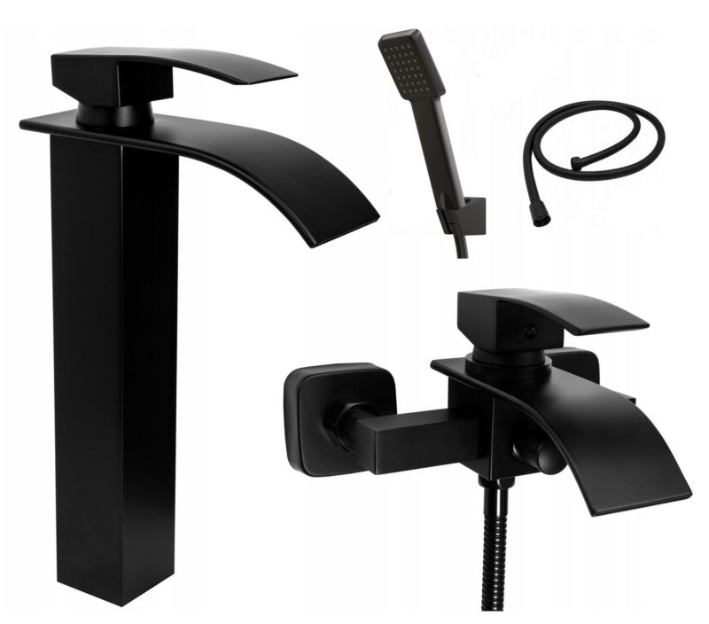 Bateria Umywalkowa Wannowa Granitan Elva Czarny 1szt.