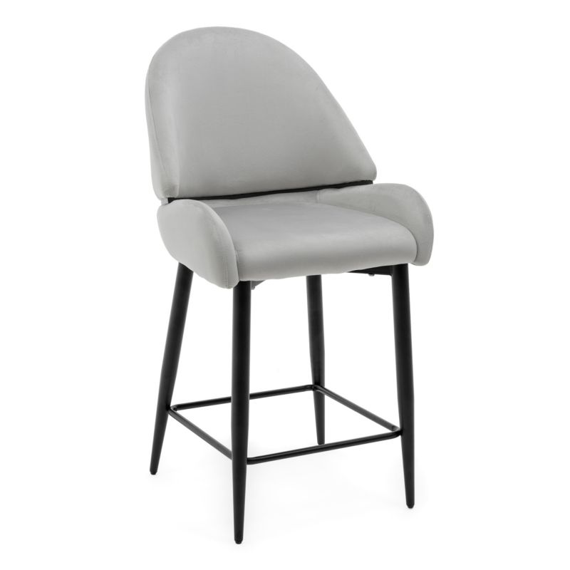 Hoker barowy tapicerowany New Home BERGAMO jasnoszary welurowy 1 szt.