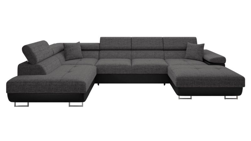 Narożnik z funkcją spania MIRJAN 24 Torezio Bis lewy czarna ekoskóra/grafitowy 1 szt.