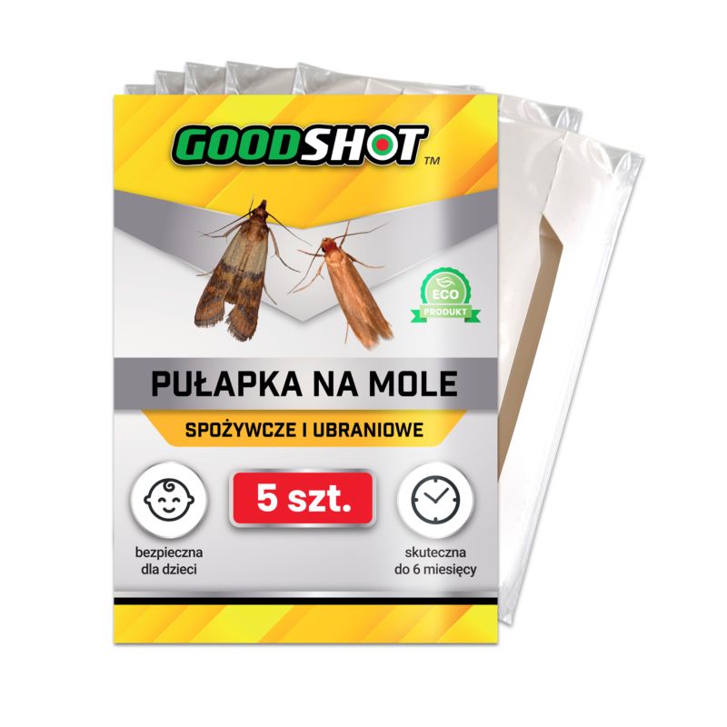 Pułapka lep na mole spożywcze ubraniowe 2w1 GOODSHOT feromonowa 5 szt.