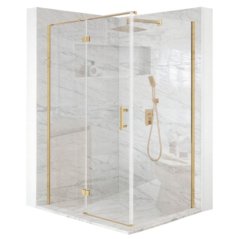 Kabina prysznicowa prostokątna TECHGLOBE uchylna złota 120x90 szkło 6mm + powłoka 1 szt.