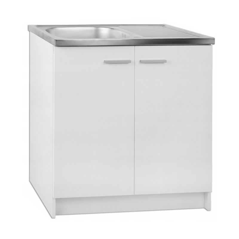 Zestaw Stamar Biała Szafka Kuchenna 800x500 mm Stojąca + Zlewozmywak+ Syfon + Mocowania 1 szt