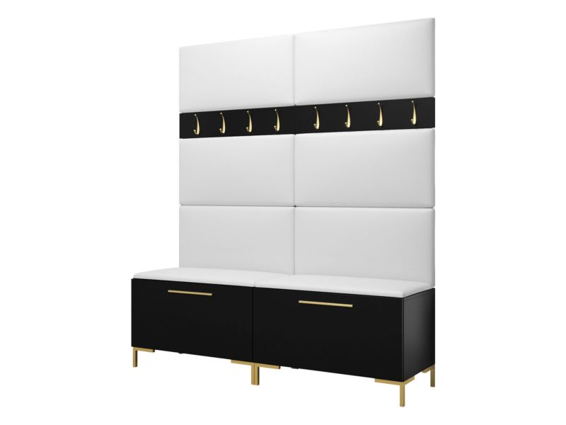 Garderoba MIRJAN 24 Zilion II czarny + biała ekoskóra 1 kpl.