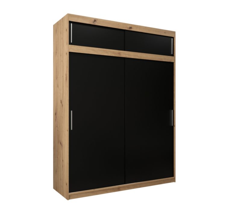 Szafa przesuwna Garderoba Abiks Tokyo 180 artisan + czarny z nadstawką 1 szt.