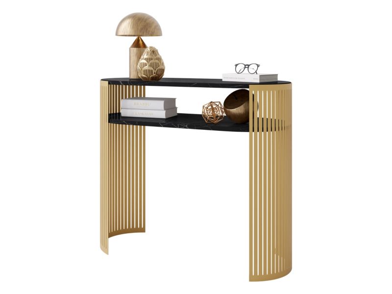 Konsola owalna MIRJAN 24 Fikoli złoty/black pietra grigia 1 szt.