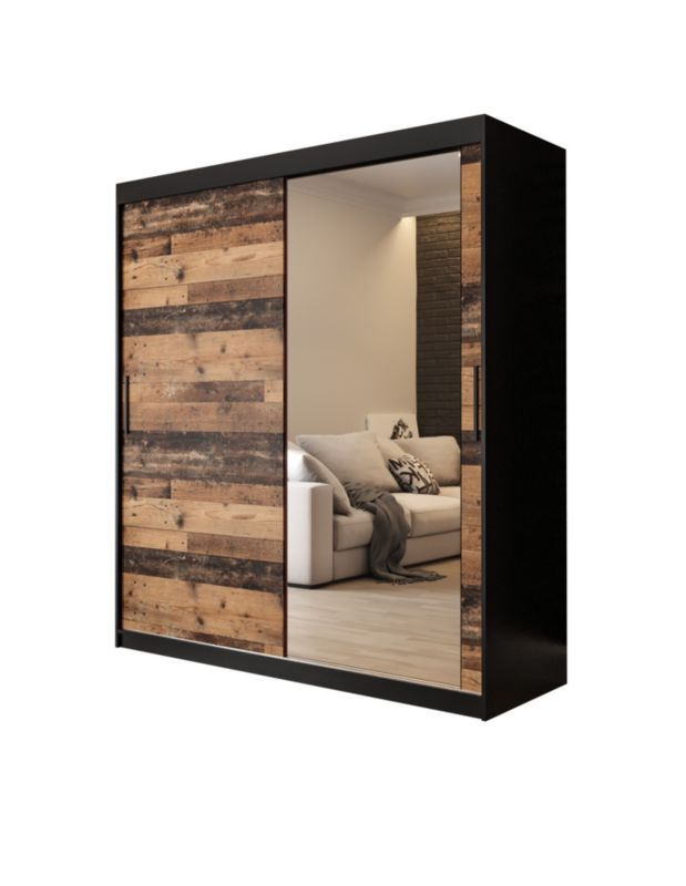 Szafa przesuwna Abiks Old Style T2 180 czarny + Abiks Old style 1 szt.