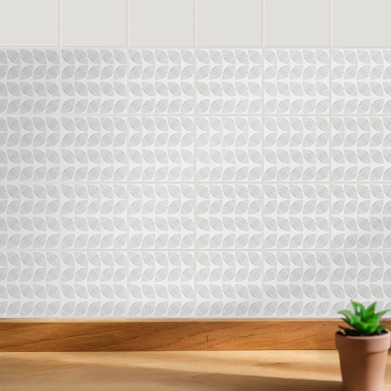 Naklejki na ścianę do kuchni Wallfluent 15x15 cm Liściasty motyw w rytmie odświeżenie kafelek 24 szt.
