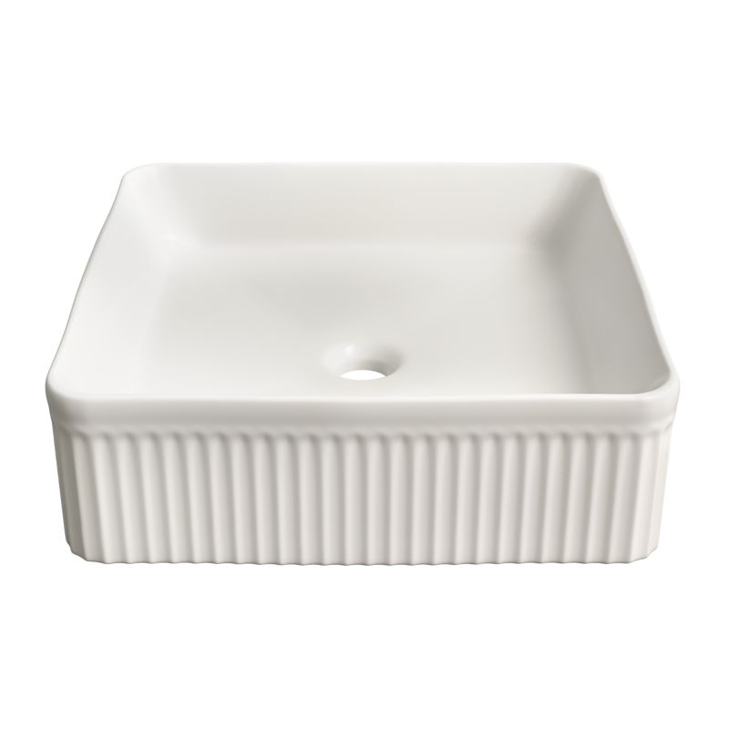 Umywalka Nablatowa Ceramiczna Granitan Biała Zlew Viora Ryflowana Kwadratowa 1 szt.