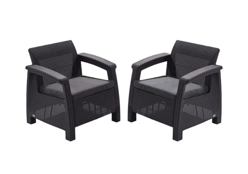 Fotel ogrodowy Keter Corfu Duo 2szt. w zestawie Grafit, 1 kpl.