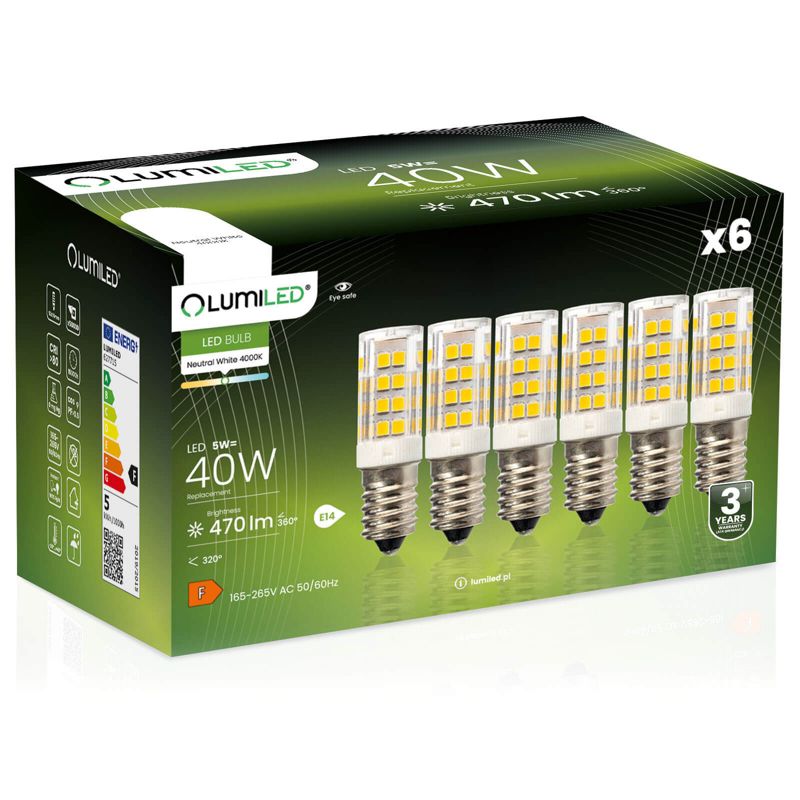 Żarówka LED LUMILED E14 T25 5W 470lm 4000K 320st 6 szt.