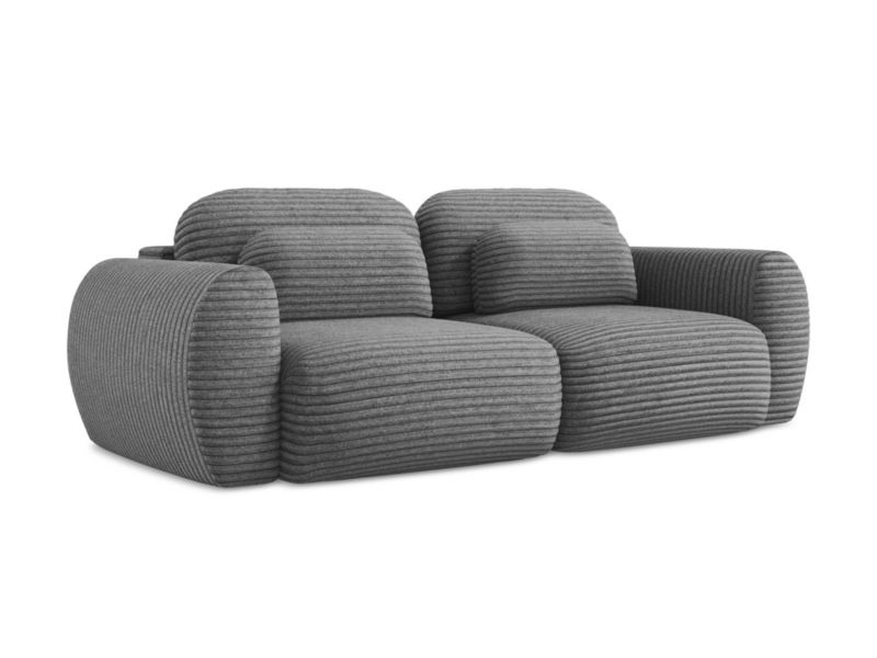 Kanapa 3-osobowa z funkcją spania LaMiaSofa PECORINI z tkaniny sztruksowej 266x121 cm ciemny szary 1 szt.