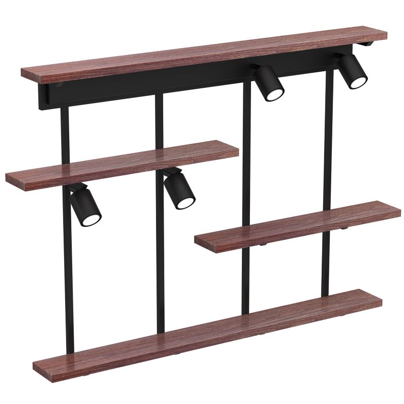 Kinkiet ścienny Luminex Shelf ciemne drewno-czarny mat 4 x GU10 x 8W IP20 wym: 75 x 102 x 12 cm - 1 szt.