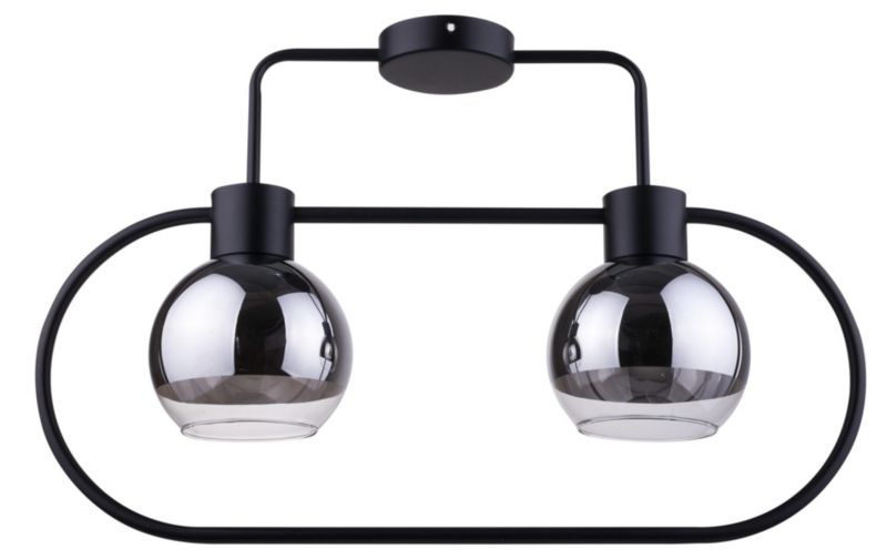 Lampa sufitowa wisząca Sigma Lighting Linda 8038 czarno-srebrna dekoracyjna 2xE27 x 1 szt.