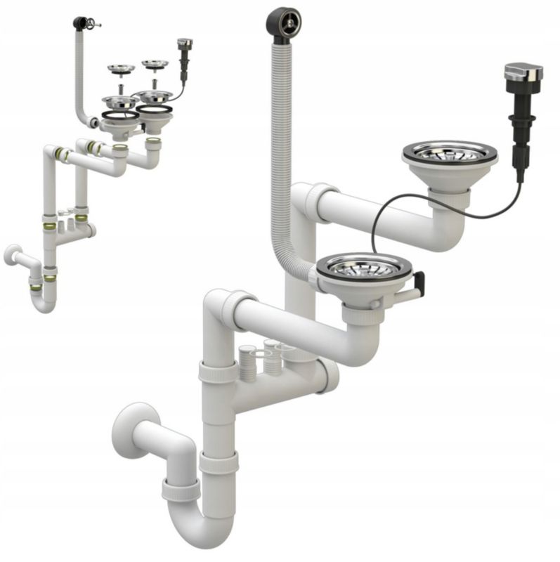 Syfon Automatyczny Granitan Dwukomorowy Przyścienny 1szt.