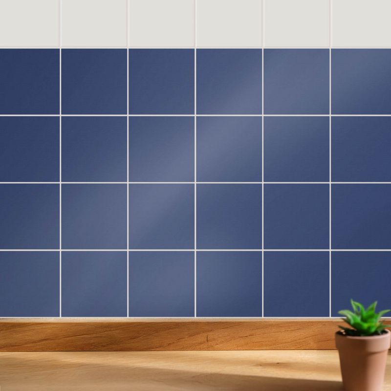 Naklejki na ścianę do kuchni Wallfluent 15x15 cm Kolor Granatowy odświeżenie kafelek 24 szt.