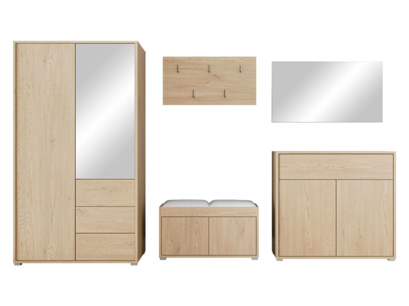 Zestaw MIRJAN 24 do przedpokoju Gesita V dąb cremona/biała ekoskóra 1 kpl.