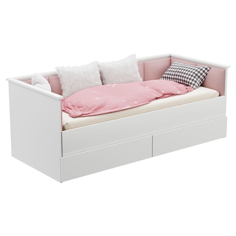 Łożko rozkładane Kobi HELIOS z panelami tapicerowanymi różowy 200x80/200x160 1 szt.