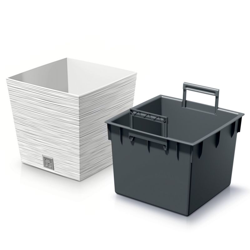 Doniczka EDANTI Ogrodowa 24 cm Kwadratowa Na Taras Do Domu Biała 1 szt.