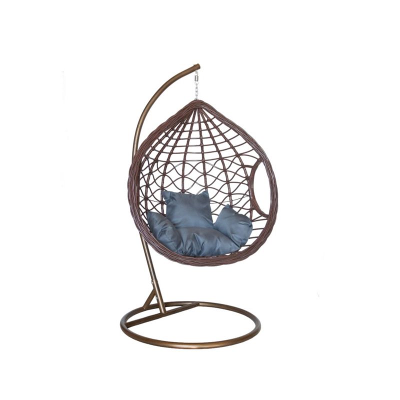 Fotel ogrodowy wiszący Bettso Nest z szarą poduszką brązowy 1szt.
