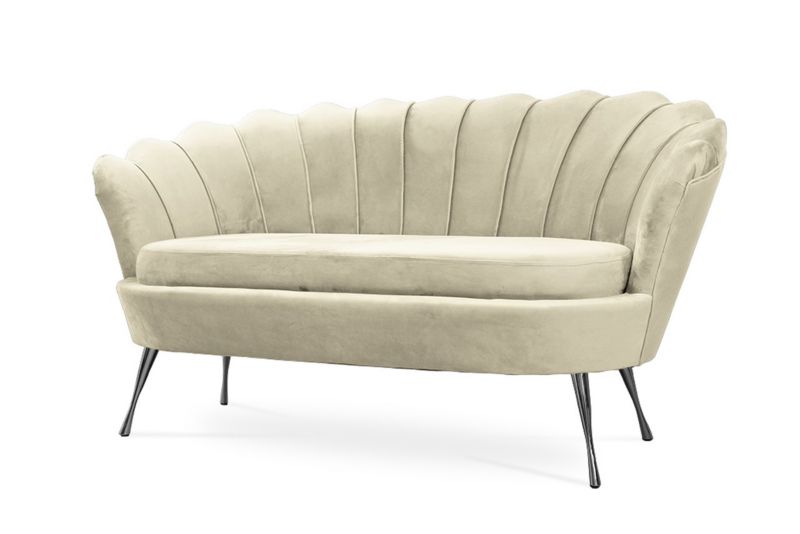 Sofa tapicerowana Bettso Muszelka na srebrnej nodze wygodna w stylu glamour beżowy 1szt.