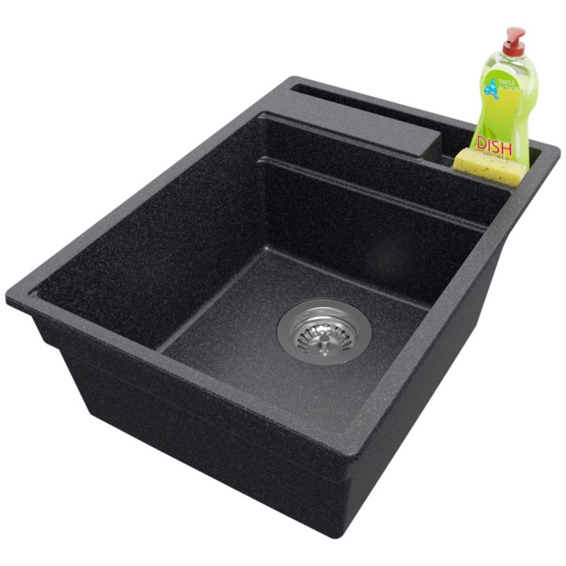 Zlewozmywak Oslo Pocket PRIMAGRAN Nablatowy 38x53cm do szafki od 40cm z Syfonem Grafitowy 1 szt.