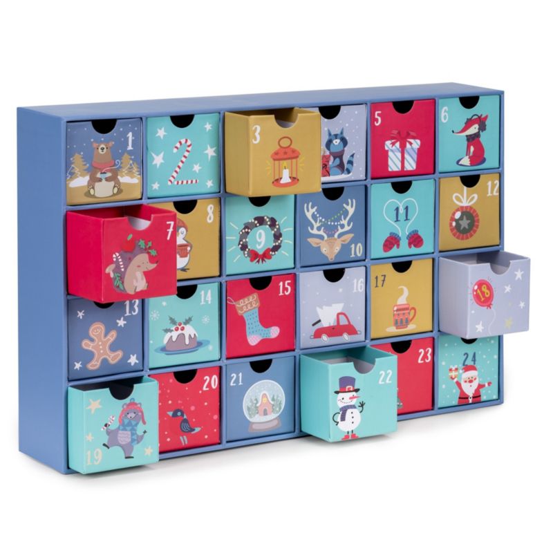 Kalendarz adwentowy, świąteczny Springos 24 szufladki do uzupełnienia, multikolor 1 szt.