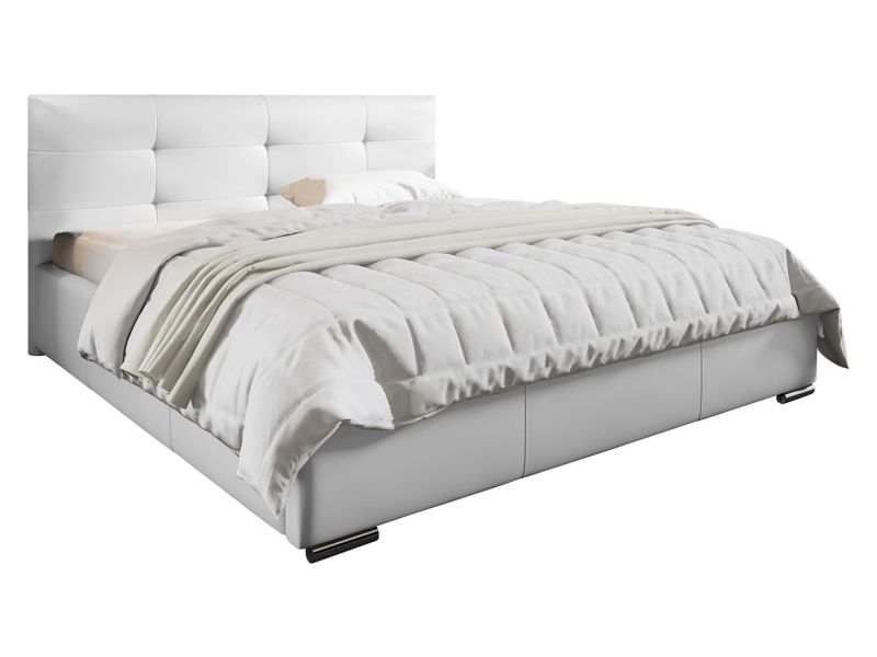 Łóżko tapicerowane MIRJAN 24 Lazio 180x200 biała ekoskóra 1 szt.
