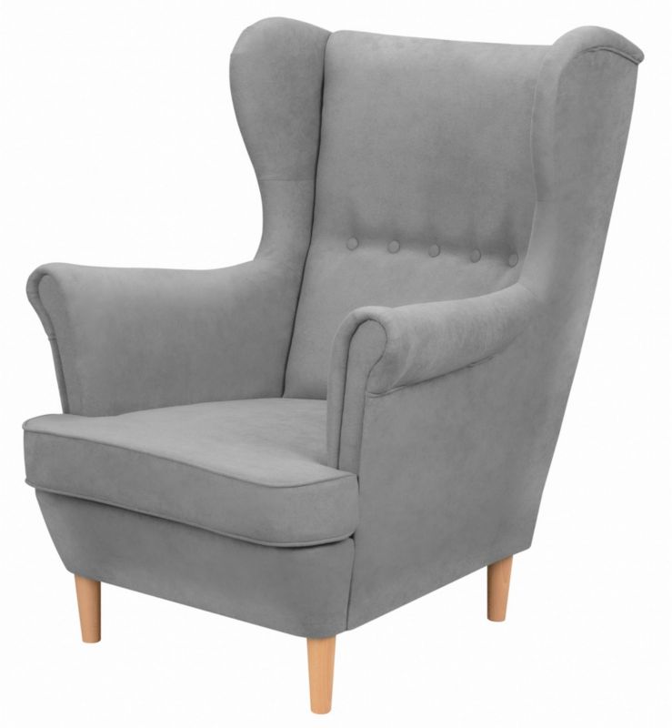 Fotel uszak skandynawski do salonu Bonni Denver Jasny Szary 1 szt.