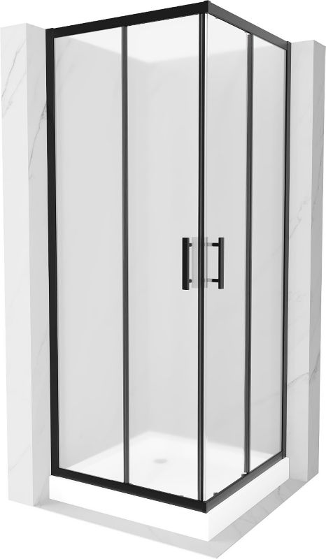 Kabina prysznicowa Mexen Rio kwadratowa 70 x 70 cm szron czarna + brodzik Rio biały