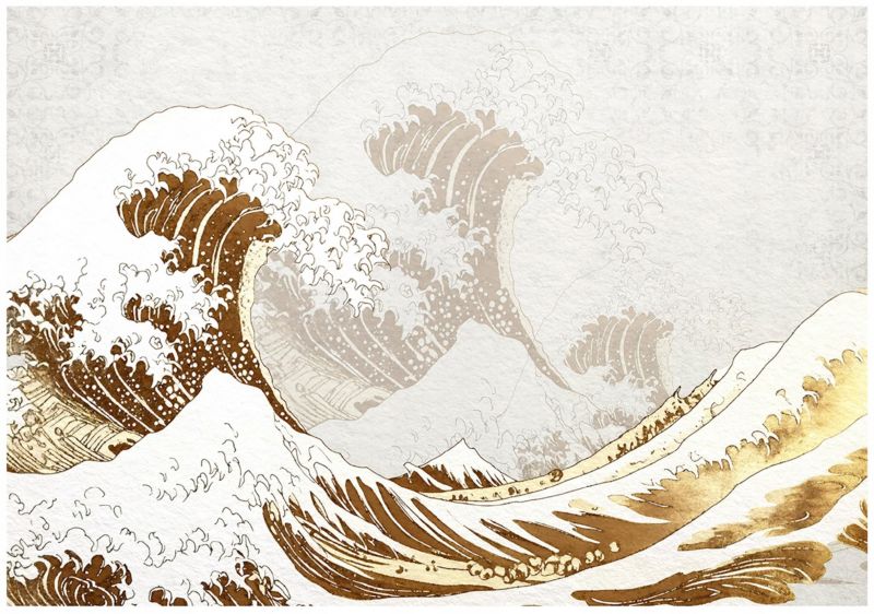 Tapeta Wielka Fala W Kanagawie WALLARENA 300x210 cm Fototapeta Nowoczesna Dekoracja 1 szt.
