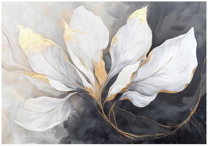 Tapeta Do Sypialni Salonu Kuchni WALLARENA 350x250 cm Dekoracja Fototapeta Liście Beton 1 szt.